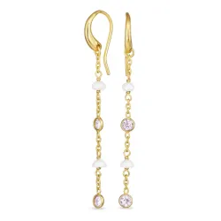 lilla zirkon kæde øreringe i forgyldt sølv