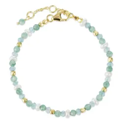 sten armbånd i forgyldt sølv  x   - Loom Stones