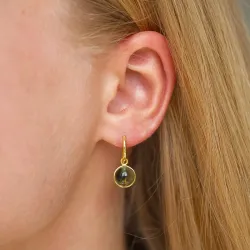 runde grøn krystal øreringe i forgyldt sølv - Loom Stones