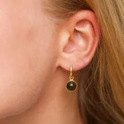 runde armygrøn krystal øreringe i forgyldt sølv - Loom Stones