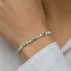 sten armbånd i forgyldt sølv  x   - Loom Stones