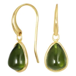 dråbe armygrøn krystal øreringe i forgyldt sølv - Loom Stones