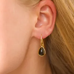 dråbe armygrøn krystal øreringe i forgyldt sølv - Loom Stones