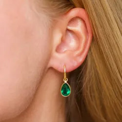 dråbe aqua krystal øreringe i forgyldt sølv - Loom Stones