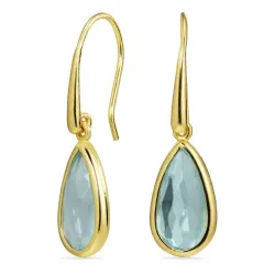 dråbe blå krystal øreringe i forgyldt sølv - Loom Stones