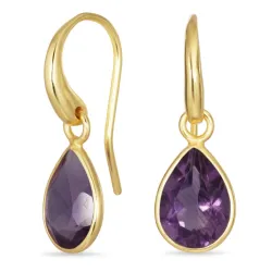 dråbe lilla ametyst øreringe i forgyldt sølv - Loom Stones