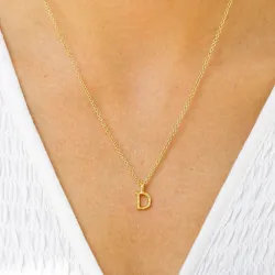 bogstav D vedhæng med halskæde i forgyldt sølv - My Letter