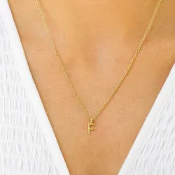 bogstav F vedhæng med halskæde i forgyldt sølv - My Letter