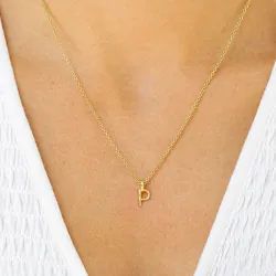 bogstav P vedhæng med halskæde i forgyldt sølv - My Letter