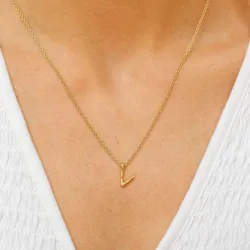 bogstav V vedhæng med halskæde i forgyldt sølv - My Letter