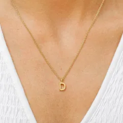 bogstav D vedhæng med halskæde i forgyldt sølv - My Letter