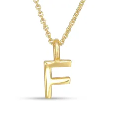 bogstav F vedhæng med halskæde i forgyldt sølv - My Letter