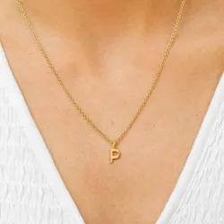 bogstav P vedhæng med halskæde i forgyldt sølv - My Letter