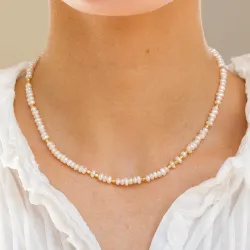 perle halskæde i forgyldt sølv 40 + 5 cm x 3,5 mm