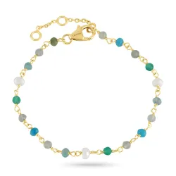 blå sten armbånd i forgyldt sølv 16 + 3 cm x 3,5 mm