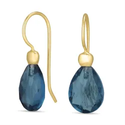 mørkeblå krystal øreringe i forgyldt sølv - Loom Stones