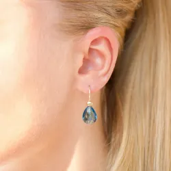 mørkeblå krystal øreringe i forgyldt sølv - Loom Stones