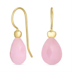 rosa krystal øreringe i forgyldt sølv - Loom Stones