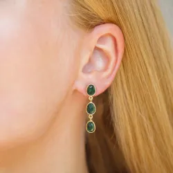 grøn krystal øreringe i forgyldt sølv - Loom Stones