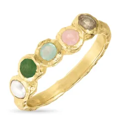 multifarvet ring i forgyldt sølv - Bubbly Twist