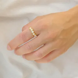 perle ring i forgyldt sølv