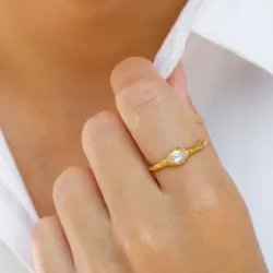 klar quartz ring i forgyldt sølv - Lumé Etched