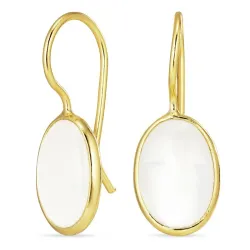 ovale månesten øreringe i forgyldt sølv - Loom Stones