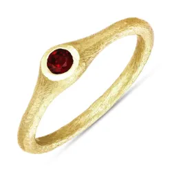 rød krystal ring i forgyldt sølv - Loom Stones