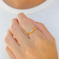 blå krystal ring i forgyldt sølv - Loom Stones