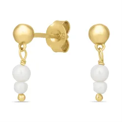 hvid perle øreringe i forgyldt sølv