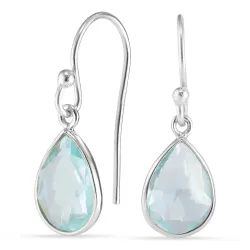 dråbe blå krystal øreringe i sølv - Loom Stones