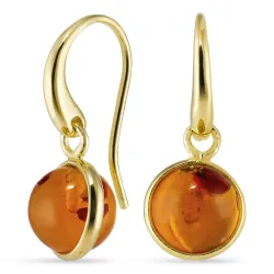 syntetisk rav øreringe i forgyldt sølv - Loom Stones