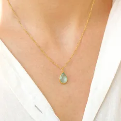 dråbe blå krystal vedhæng i forgyldt sølv - Loom Stones