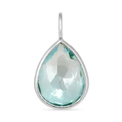 dråbe blå krystal vedhæng i sølv - Loom Stones