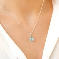 dråbe blå krystal vedhæng i sølv - Loom Stones