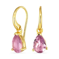 dråbe lilla ametyst øreringe i forgyldt sølv - Loom Stones