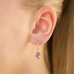 dråbe lilla ametyst øreringe i forgyldt sølv - Loom Stones