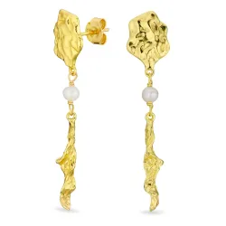 lange perle øreringe i forgyldt sølv