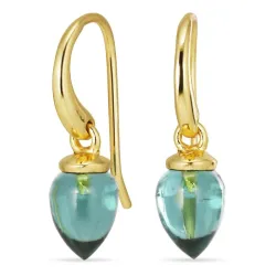 aqua krystal øreringe i forgyldt sølv - Loom Stones