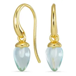 blå krystal øreringe i forgyldt sølv - Loom Stones