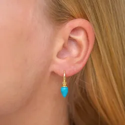turkis øreringe i forgyldt sølv - Loom Stones