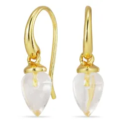 klar quartz øreringe i forgyldt sølv - Loom Stones