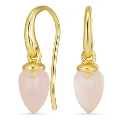 rosakvarts øreringe i forgyldt sølv - Loom Stones