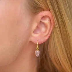 rosakvarts øreringe i forgyldt sølv - Loom Stones