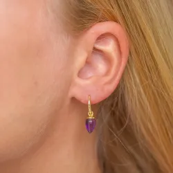 lilla ametyst øreringe i forgyldt sølv - Loom Stones
