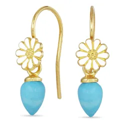 marguerit turkis ørekroge i forgyldt sølv