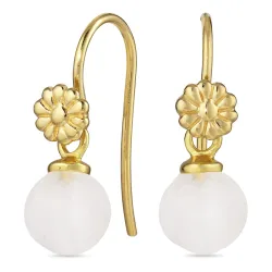 blomster månesten ørekroge i forgyldt sølv