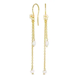 lange perle kæde øreringe i forgyldt sølv