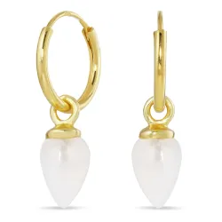 12 mm månesten creoler i forgyldt sølv