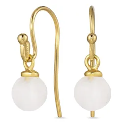 8 mm månesten ørekroge i forgyldt sølv